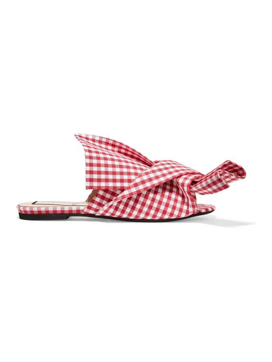 No. 21 - Knotted Gingham Twill Sandals - Red | NET-A-PORTER (UK & EU)