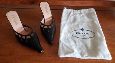 PRADA Black Vintage Pointed Toe Kitten Heels Shoes Women's Size 38  US 7.5 cute!  | eBay | eBay US