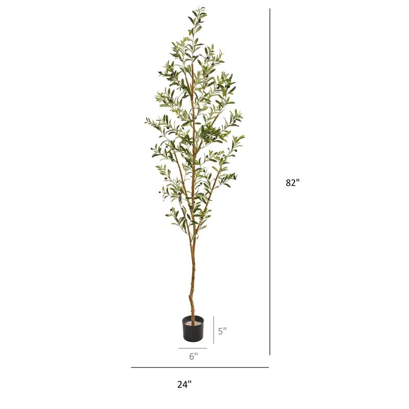 77" Artificial Olive Tree in Planter | Wayfair North America