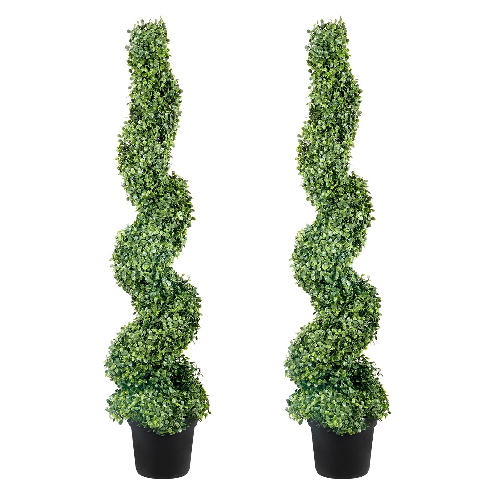 VEVOR Artificial Boxwood Spiral Topiary Trees, 4ft Tall (2 Pieces) Faux Plant Outdoor, All-Year G... | Amazon (US)