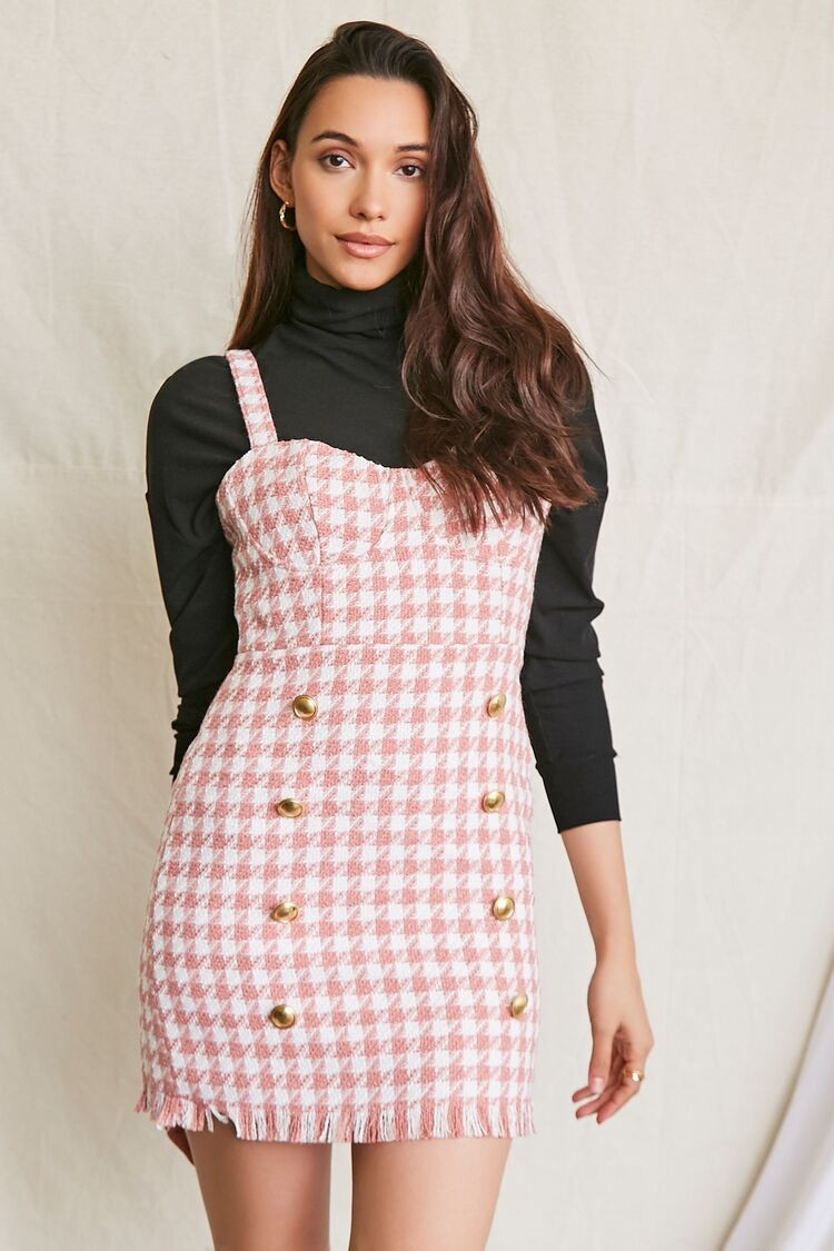 Frayed Houndstooth Pinafore Dress | Forever 21 (US)