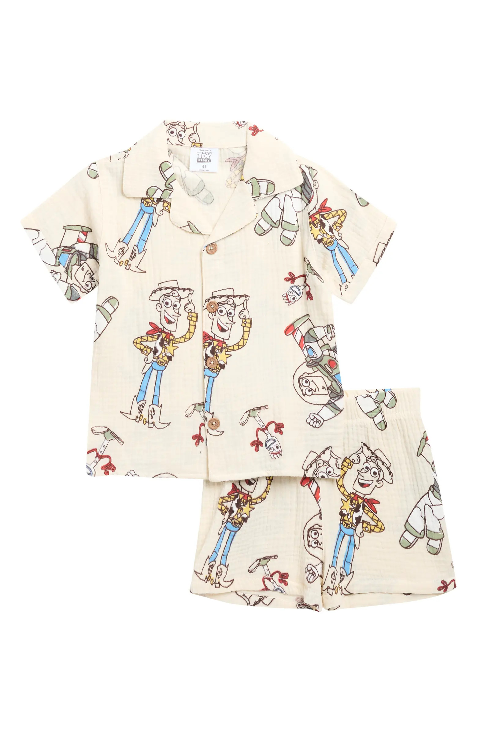 Happy Threads Kids' Disney® Toy Story Gauze Camp Shirt & Shorts Set | Nordstromrack | Nordstrom Rack