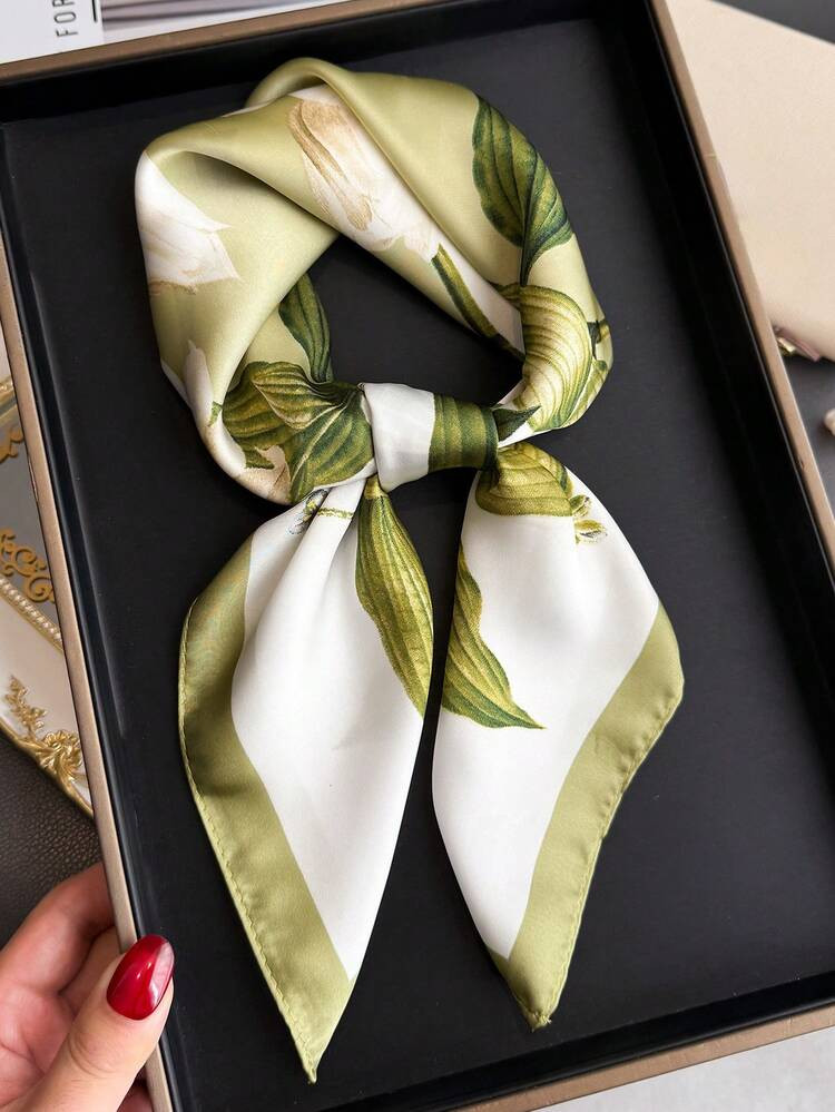 1pc Women's Elegant Vintage Printed Thin Style Satin Square Faux Silk Scarf,Boho Vintage Casual W... | SHEIN