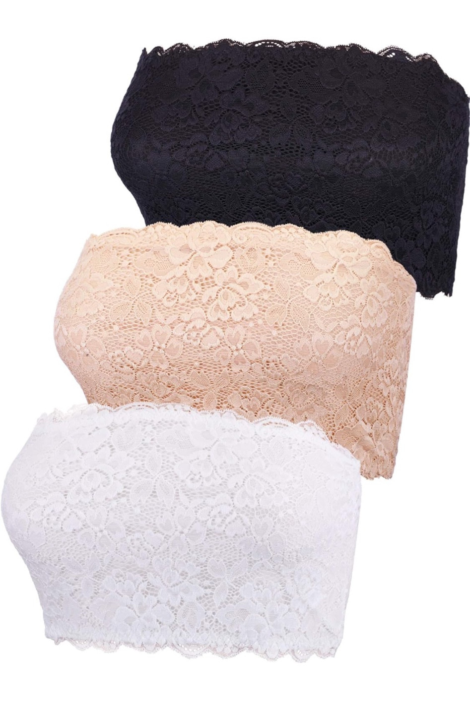 Set of 3 strapless bra 