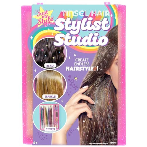 Just My Style Tinsel Hair Stylist Studio, Fairy Hair Tinsel Kit, 9 Colorful Tinsel Strands & Hair Beading Tool, Hair Extensions for Kids, Fun Hair Accessories for Teens, Great Gifts for Preteens | Amazon (US)