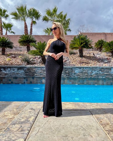 Who’s ready for vacation or at least some warmer weather! This back crochet halter neck maxi dress is super cute for a vacation dress or pool coverup and it’s under $100! Runs TTS. 

#LTKfindsunder100 #LTKtravel #LTKswim