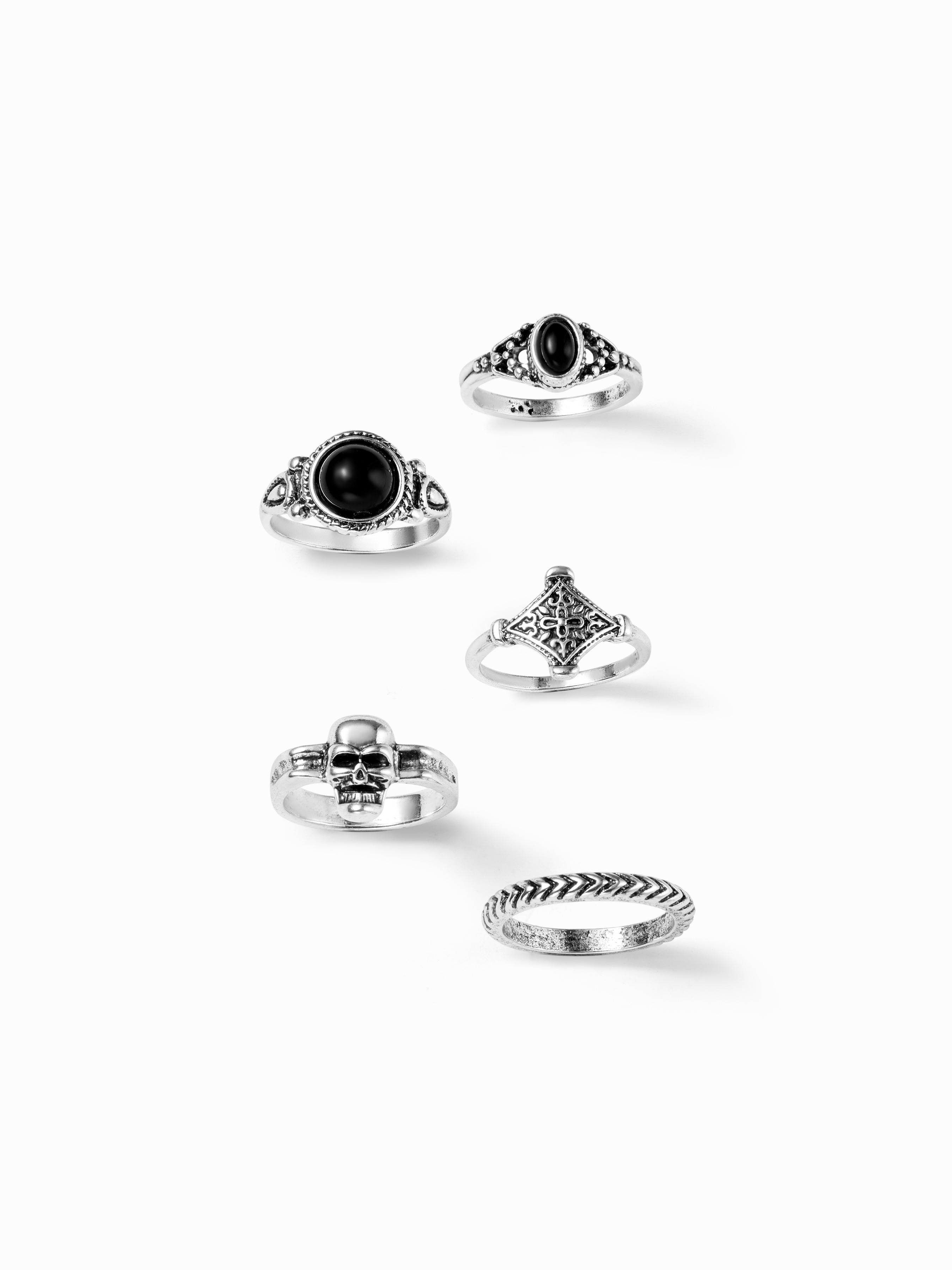 GEMSTONE & SKULL RING SET For Daily Casual Date Party/Clubbing | Cider