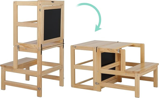 JOYMOR Kids Kitchen Standing Tower with Safety Rail, Chalkboard, Children Learning Step Tower for... | Amazon (US)