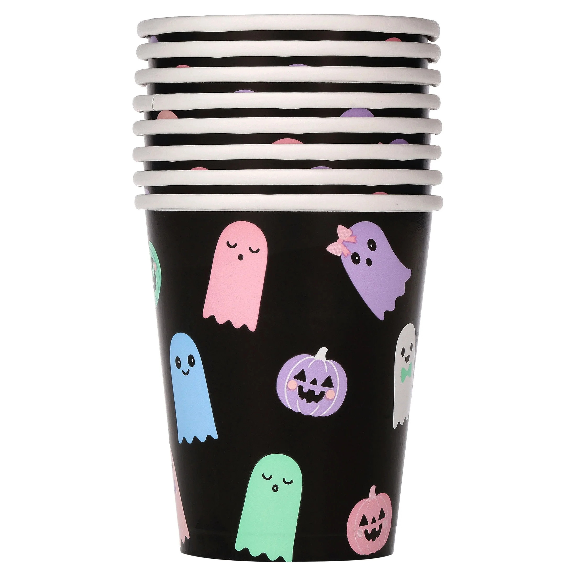 Cute Ghosts Disposable Paper Cups, Multicolor, 9 oz, 8 Count, Halloween by Way To Celebrate - Walmart.com | Walmart (US)