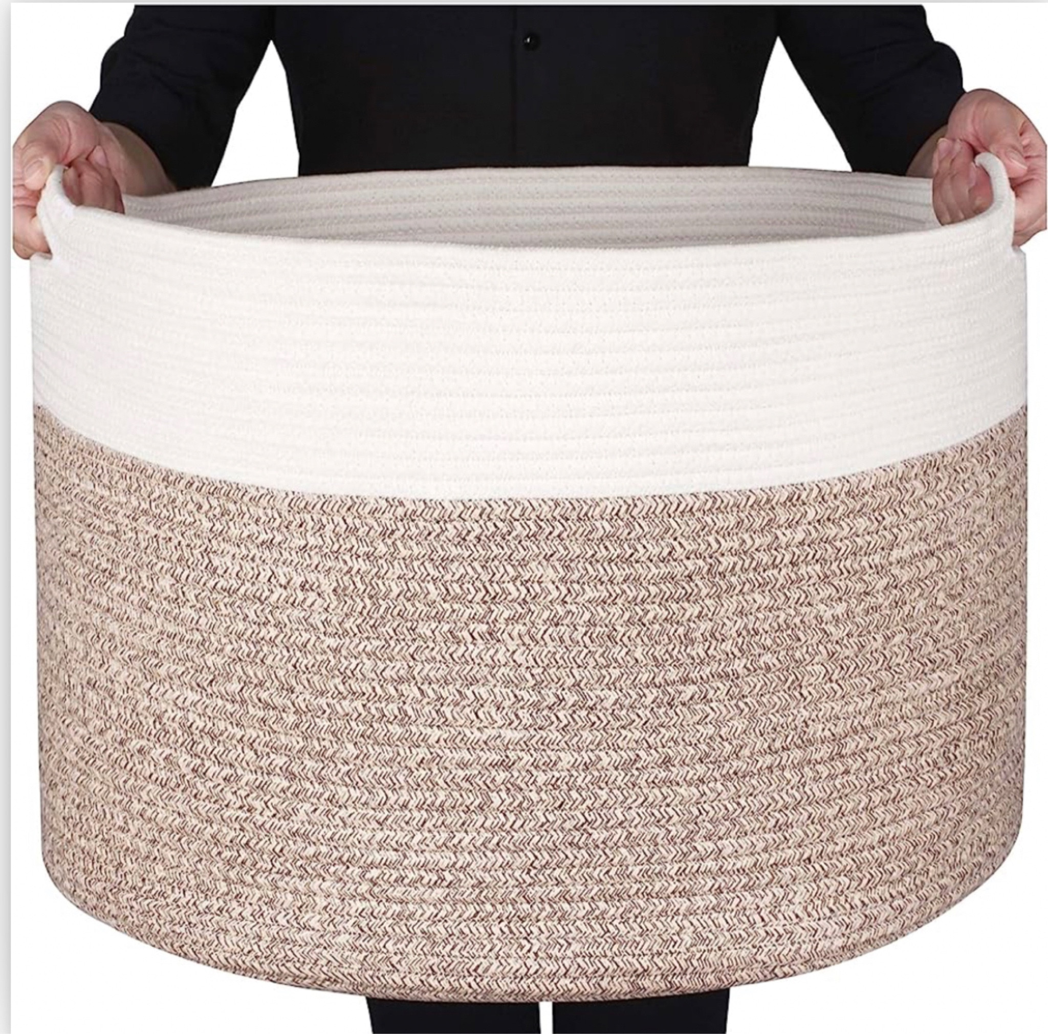 Extra Large 22 x14 Inches Decorative Woven Cotton Rope Basket, Laundry Basket, Blanket Basket, Dog Toy Storage Baskets Bin, Laundry Hamper, Towel Basket, Light Brown

#LTKhome #LTKunder50