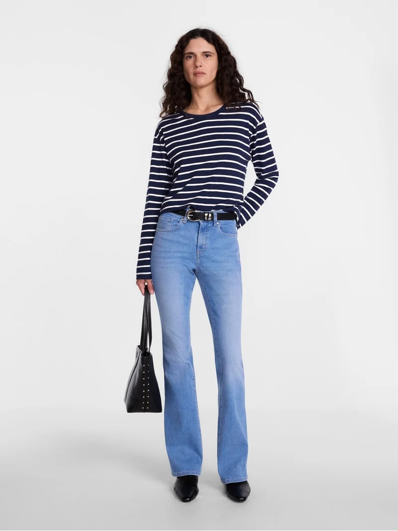 Scenario Women's Relaxed Slub Tee with Long Sleeves, Sizes XS-XXXL | Walmart (US)