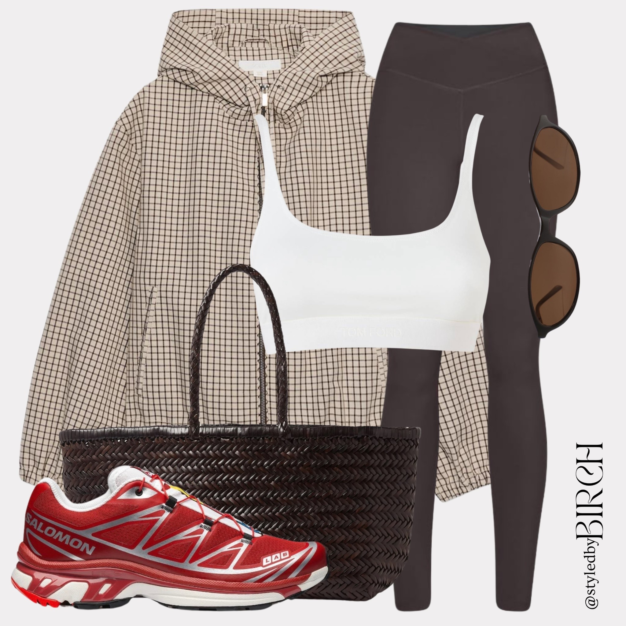 Pilates princesses this one is for you 😌 This jacket is such a good piece and dare I say it… it is perfect for transitioning into autumn 😳 I cannot believe I just typed that. Summer stay please.

#ootd #pilates #activewear #outfitinspo #chicstyle

Tags 🏷️
Beige check zip up windbreaker jacket, white sports crop top, dark brown leggings, red Salomon trainers, dark brown woven leather tote bag, brown oval sunglasses

#LTKautumn #LTKsummer #LTKshoes