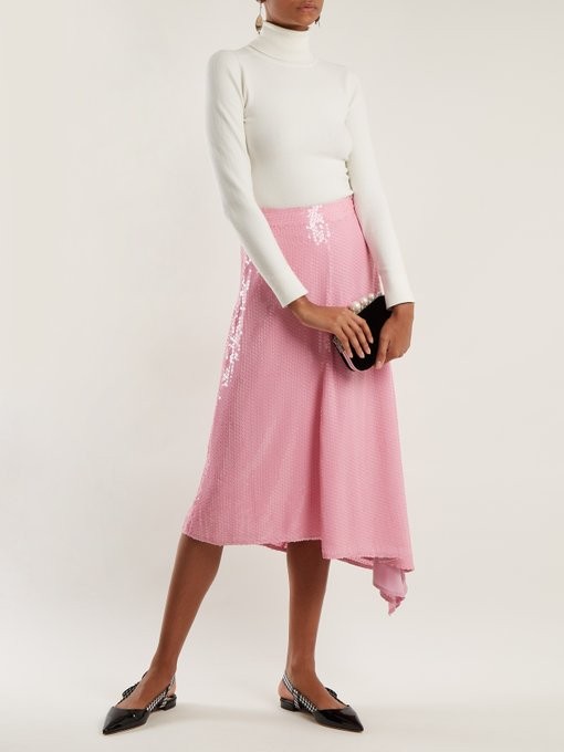 Sequin-embellished asymmetric midi skirt | MSGM | Matches (US)