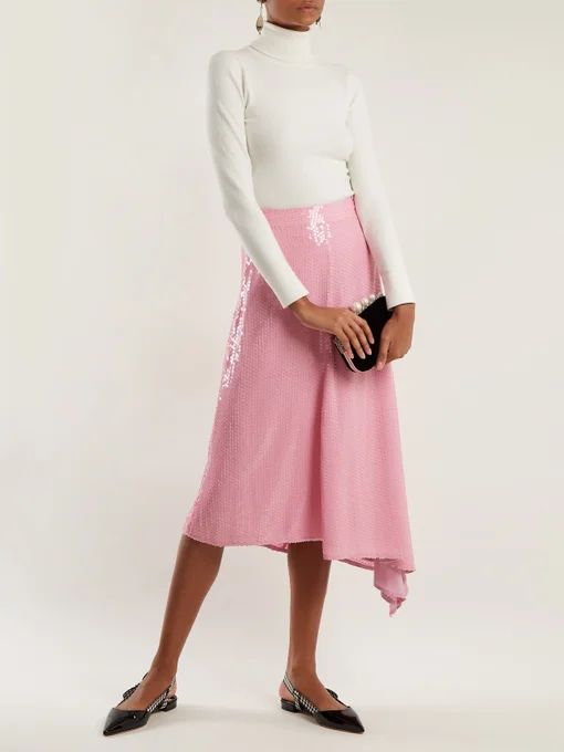 Sequin-embellished asymmetric midi skirt | MSGM | Matches (US)