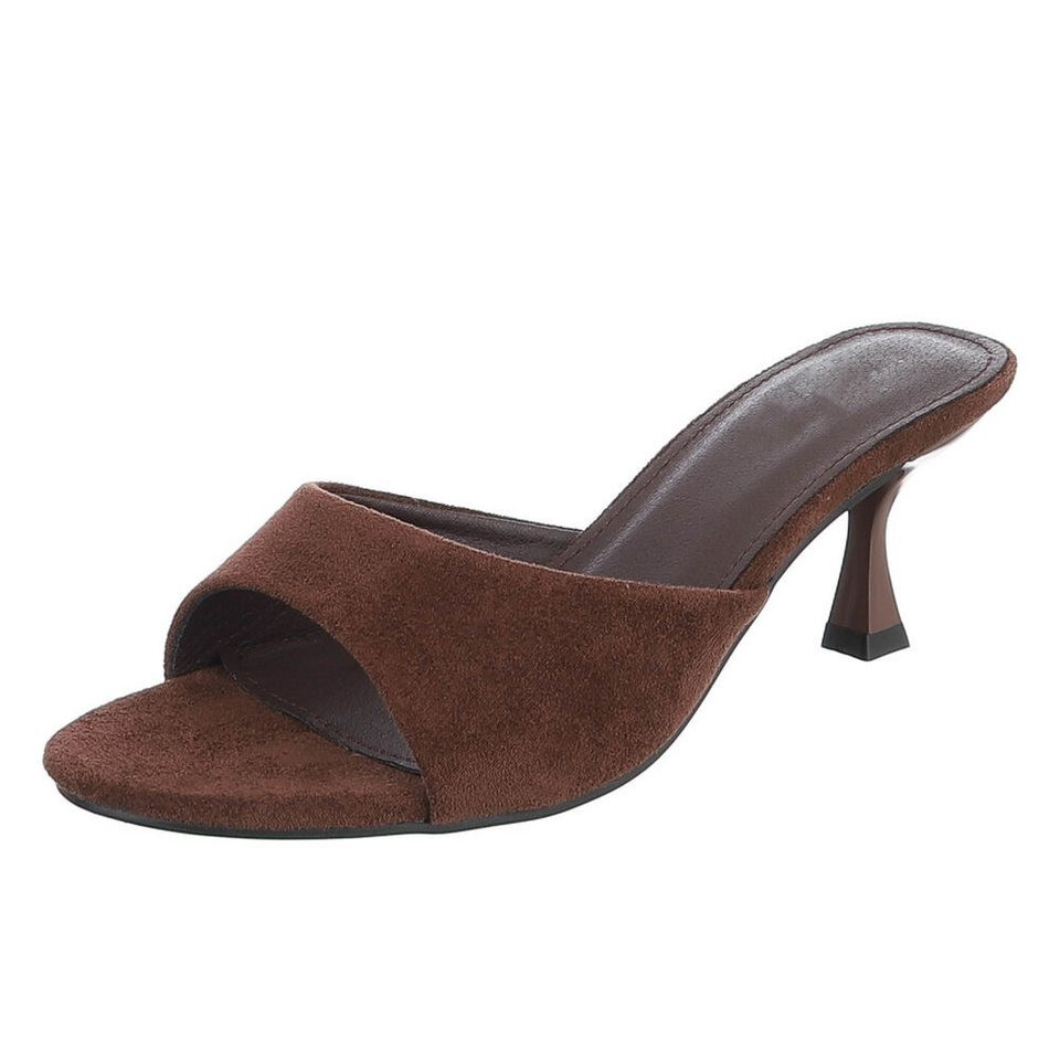 Ital-Design Damen Mules mit Blockabsatz und offener Spitze Pantolette (91742551) Pfennig-/Stilettoabsatz Sandalen & Sandaletten in Braun | OTTO (DE)