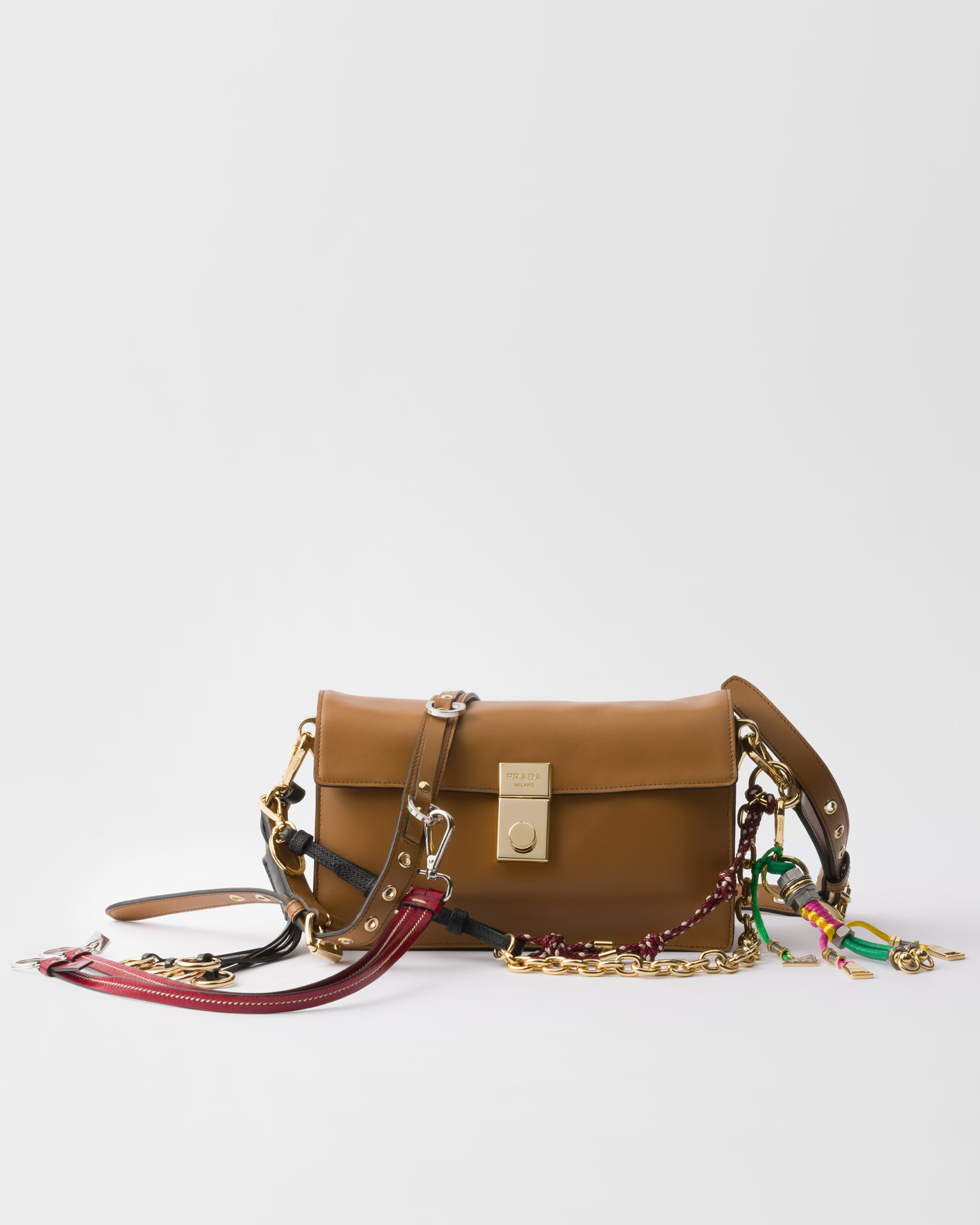Prada Soft Sound small leather shoulder bag with charms | Prada US
