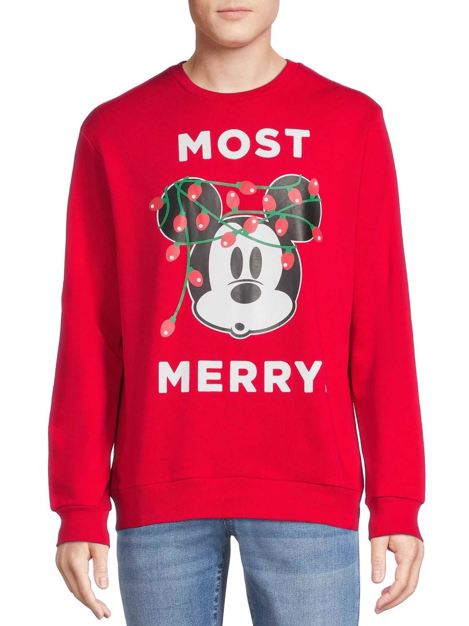 Disney Merry Mickey Mouse Men's Fleece Graphic Pullover, Sizes S-3XL - Walmart.com | Walmart (US)