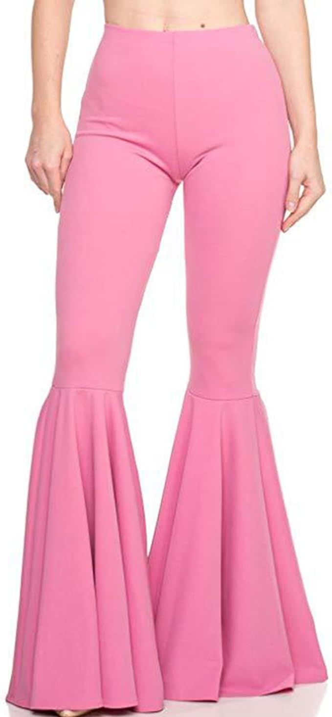 GUOLEZEEV High Elastic Waist Cropped Flare Pants Ruffle Bell Bottom Pants for Women | Amazon (US)