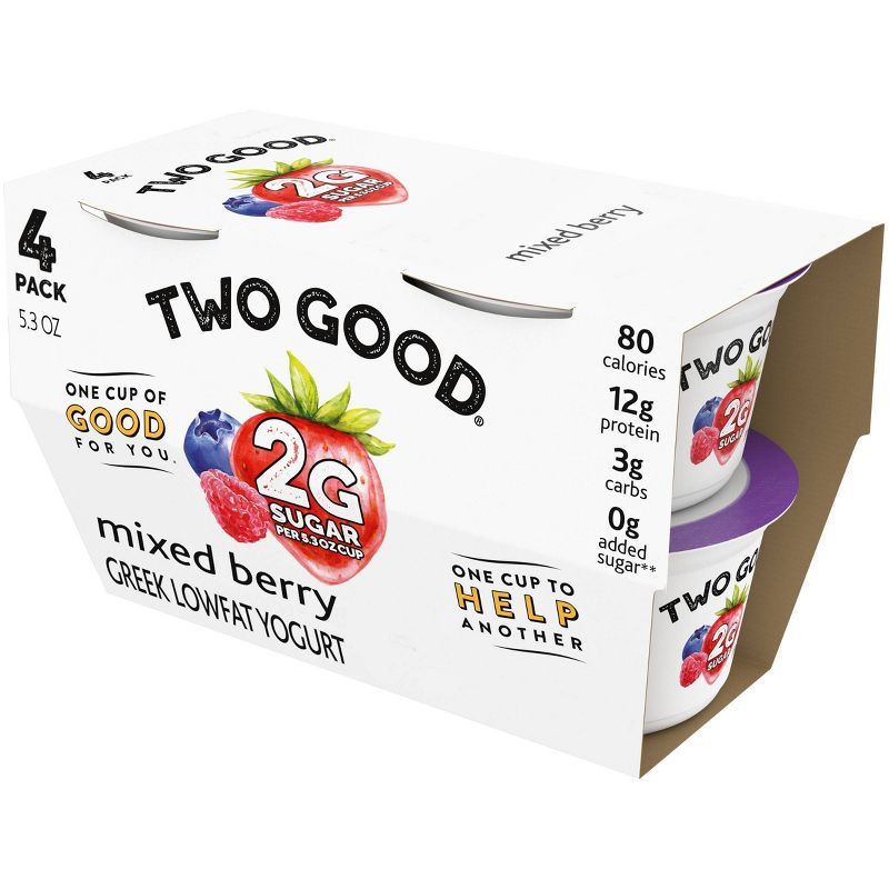 Two Good Low Fat Lower Sugar Mixed Berry Greek Yogurt - 4ct/5.3oz Cups | Target