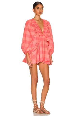 Sundress Alicia Romper in Big Gingham Neon Coral from Revolve.com | Revolve Clothing (Global)