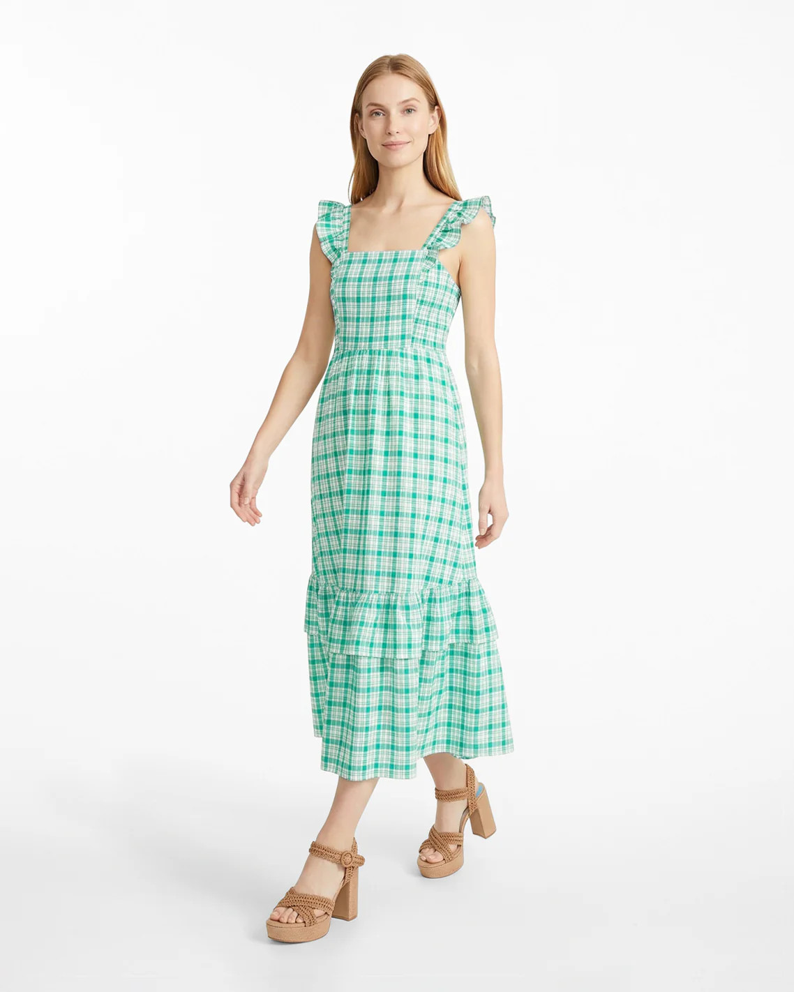 Carrie Midi Dress in Green Plaid | Draper James (US)
