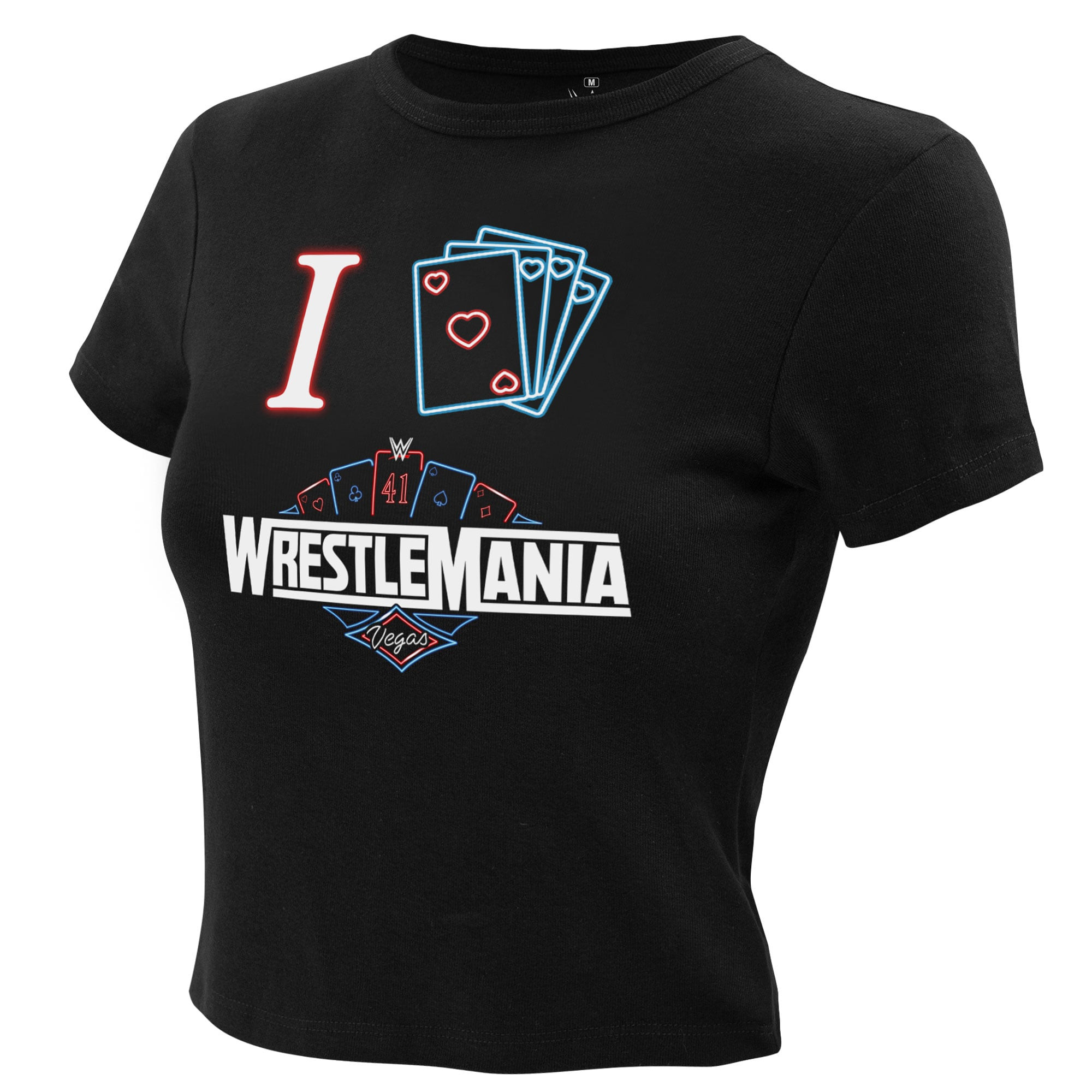 Women's Ripple Junction Black I Love WrestleMania Vegas Neon Cropped T-Shirt | Fanatics