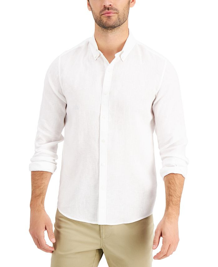 Michael Kors Men's Long Sleeve Linen Shirt & Reviews - Casual Button-Down Shirts - Men - Macy's | Macys (US)