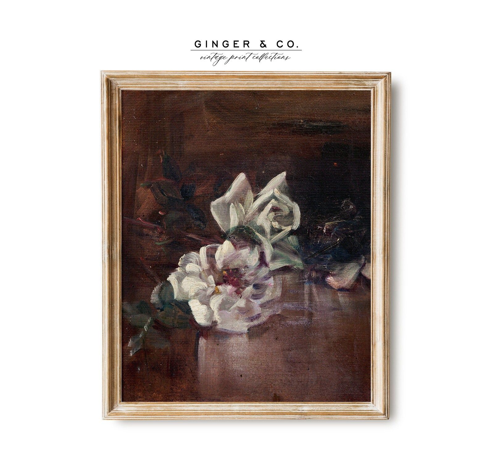Vintage Roses Oil Painting Moody Floral Still Life Print, Gicée Canvas Fine Art Print, Peel and ... | Etsy (US)