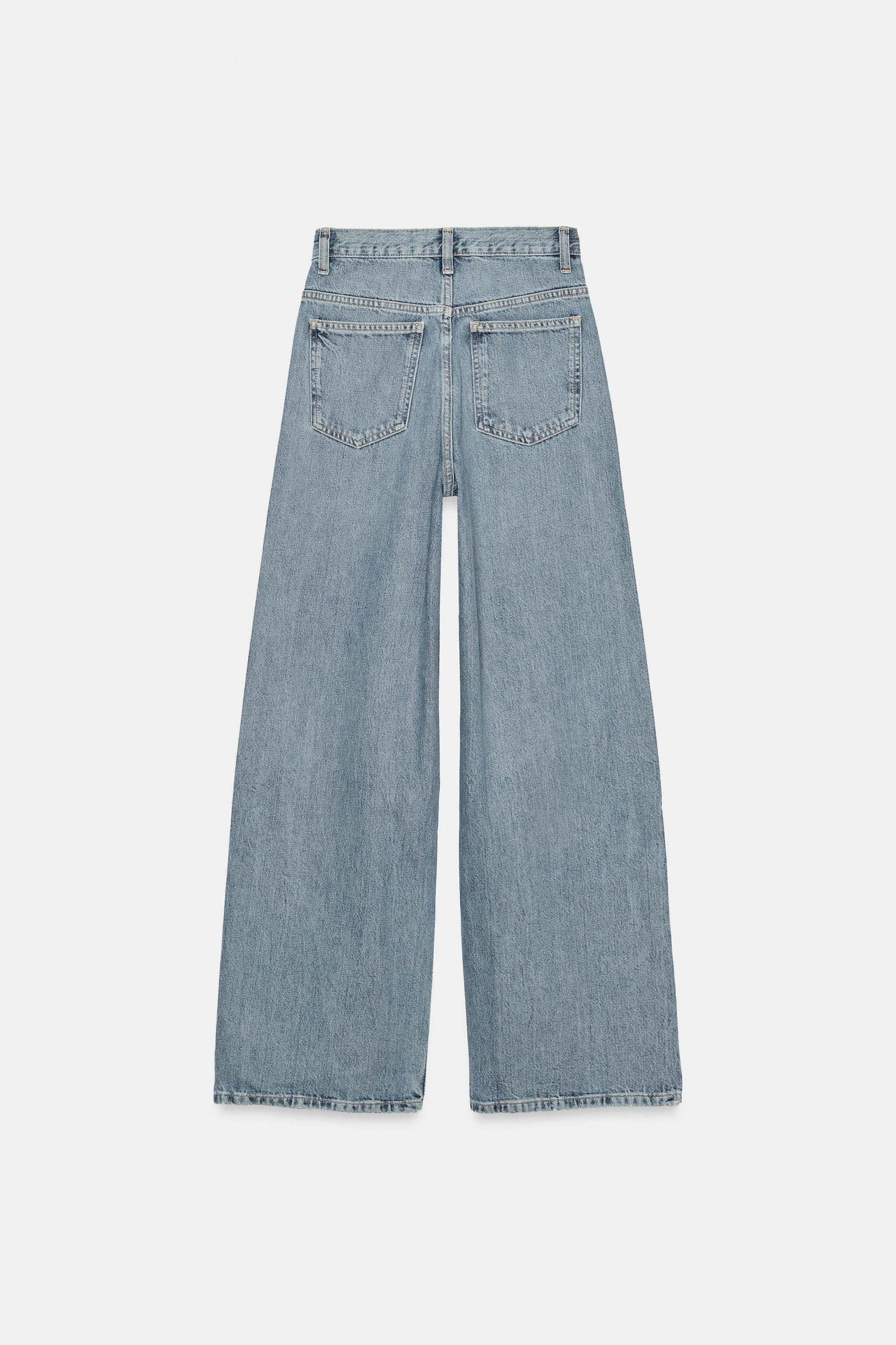 TRF WIDE-LEG CROSSED WAIST HIGH-WAIST JEANS | Zara UK