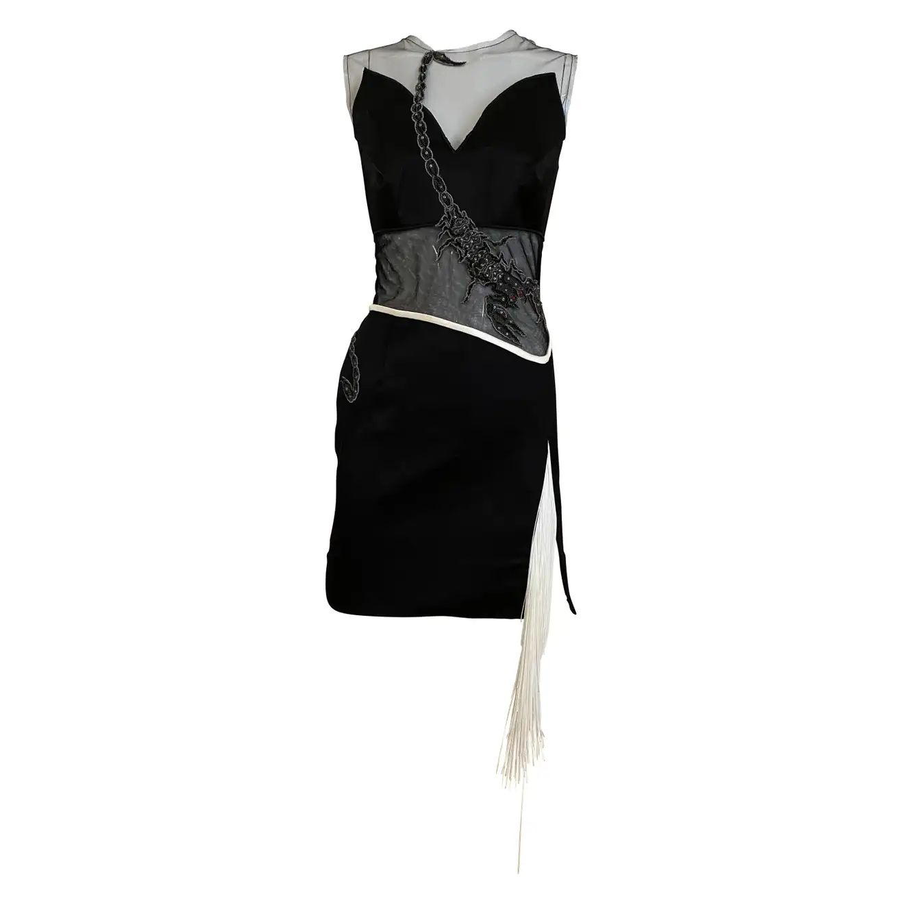 Rodarte Black Silk Mesh Embroidery Dress | 1stDibs