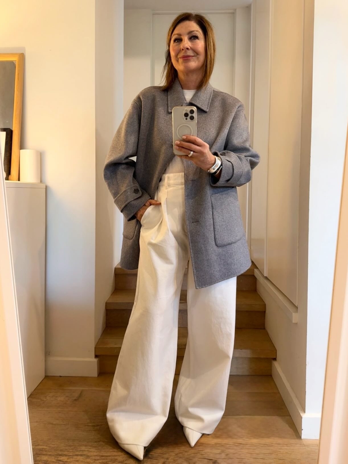 What happens when you mix a shirt with a jacket? You get a shacket !

What’s great about this shacket is that it’s almost a peacoat : so you get the casualness of a shirt with the structure and the tailoring of a jacket . 
Two great wardrobe basics melded into one chic easy to wear piece.
Which is why I pounced on this fabulous grey shacket from @davidjonesstore.

The other key piece you need in your wardrobe ? Wide leg white jeans from Witchery @davidjonesstore 

Perfect in winter styled back with the grey shacket, but chic in spring with just a simple white tee. (note: this fab white tee from Neuw @davidjonesstore is the best, great neckline & sleeves cut to perfection)

Shop my look and all my picks at @davidjonesstore ( some on sale!$


#LTKaustralia #LTKjeans #LTKwinter