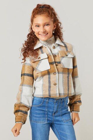 franki Crop Plaid Shacket for Girls - francesca's | Francesca's