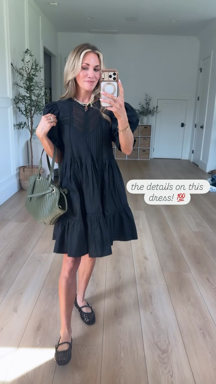 loving the details on this precious black mini dress! everyone needs a black dress like this in their closet for all year long! wearing my true size xsmall.

#LTKootd #LTKPetite