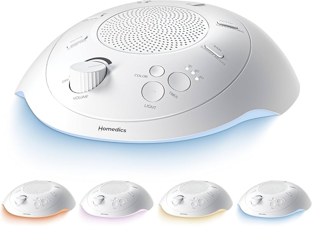 Homedics Sleep Better Portable Sound Machine, Night Light,12 Soothing Sounds Including White Nois... | Amazon (US)