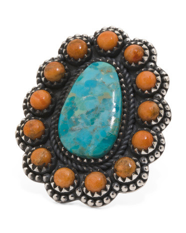 Made In India Sterling Silver Plated Mohave Turquoise Ring | TJ Maxx