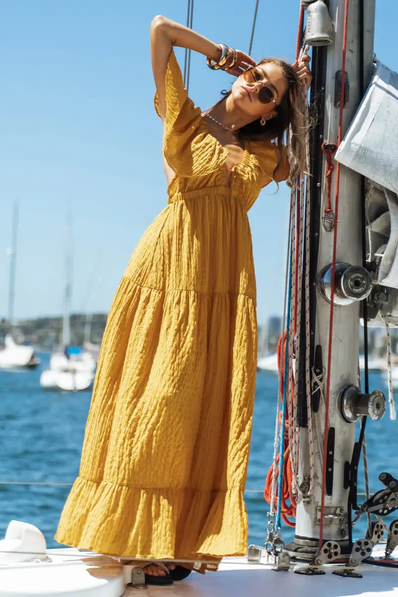 Stardust Plunge Flared Sleeve Maxi Dress | Cupshe US