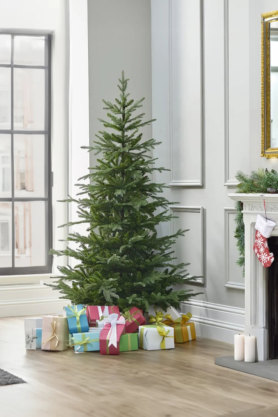 7 Foot Artificial Green Natural Spruce Grandis Fir Real Realistic Look Shape Xmas Christmas Tree | Debenhams UK