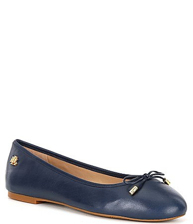 Lauren Ralph Lauren Jayna Bow Detail Leather Ballet Flats - 6.5 | Dillard's