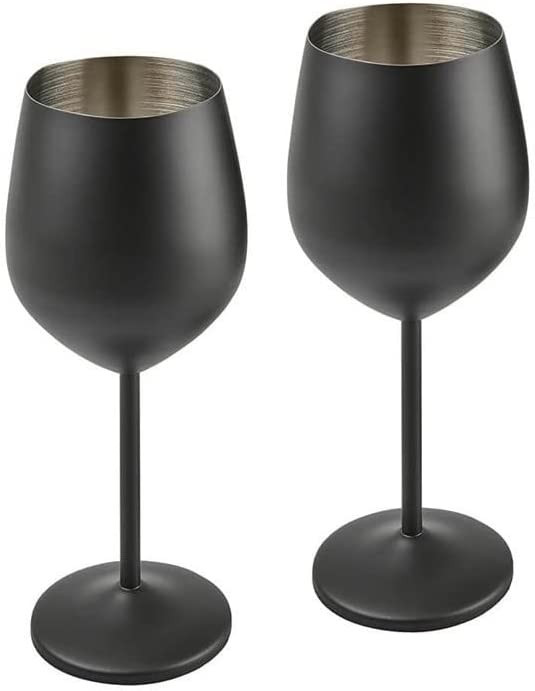 Precision Solutions Matte Black Elegant Stainless Steel Wine Glass w/ Gift Box (Set of 2) 18oz ... | Amazon (US)