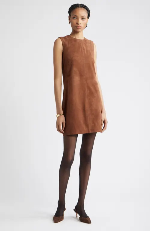 Nordstrom Sleeveless Suede Sheath Minidress in Brown Mustang at Nordstrom, Size Xx-Small | Nordstrom