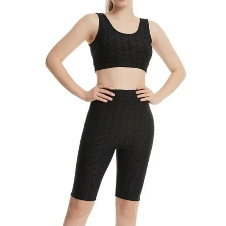 Cindysus Ladies Summer Seamless Solid Color Activewear Set Women Knitted 2 Piece Workout Outfits Leg | Walmart (US)