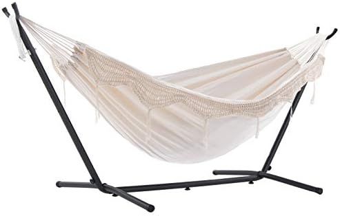 Vivere Double Hammock with Space Saving Steel Stand, Natural (450 lb Capacity - Premium Carry Bag... | Amazon (US)