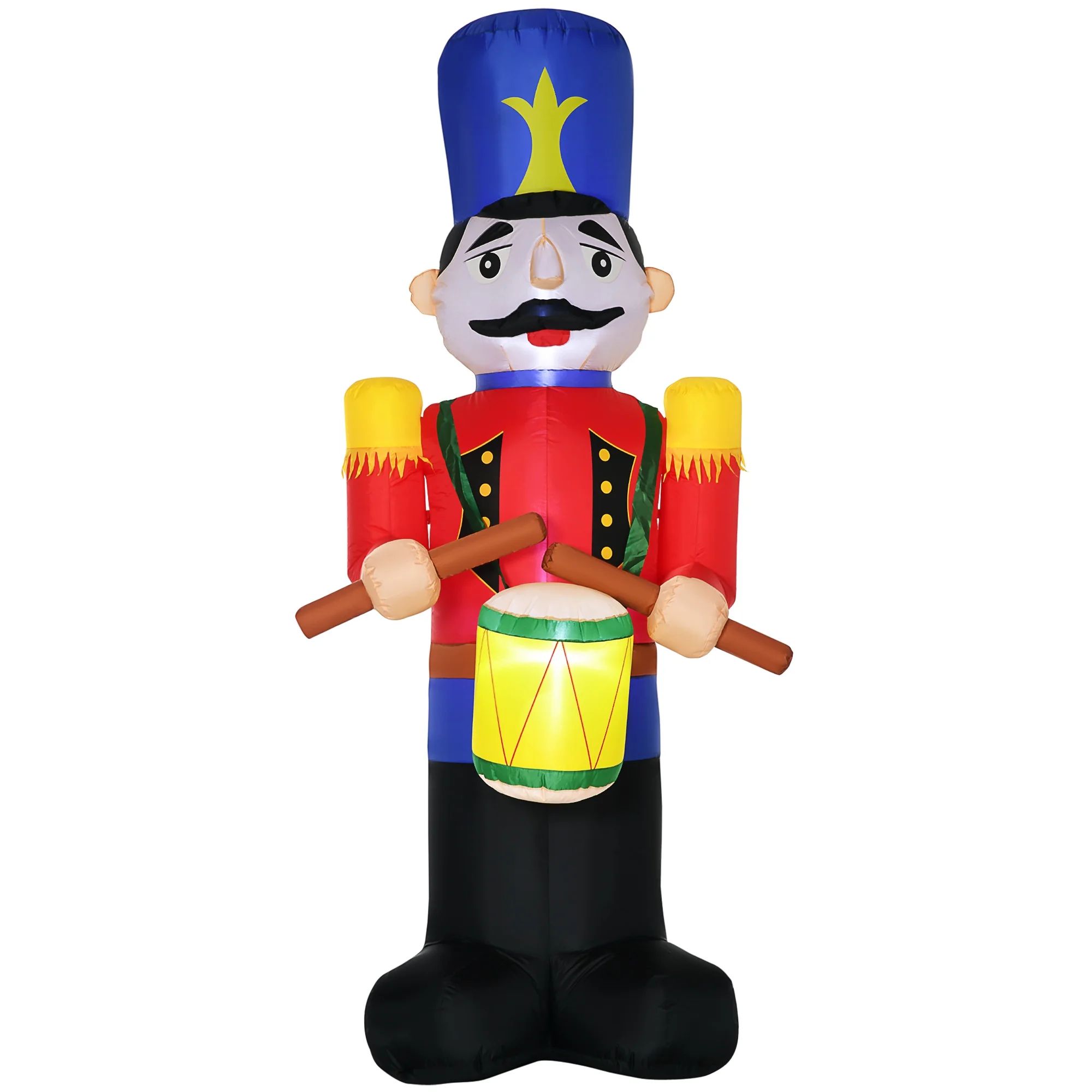 HOMCOM 8ft Christmas Inflatables Outdoor Decorations Nutcracker Toy Soldier with Drum, Blow-Up Ya... | Walmart (US)