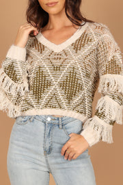 Alexis Ombre Fringe Knit Sweater - Green Multi | Petal & Pup (US)