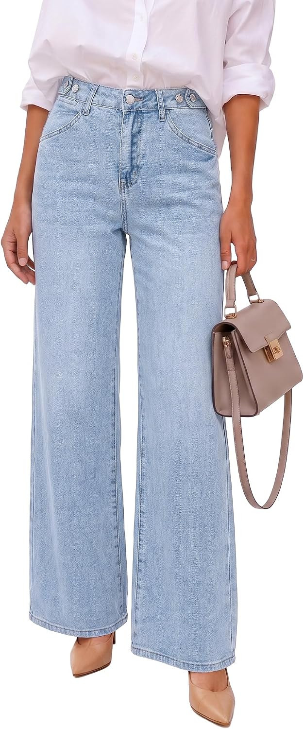 GRAPENT Wide Leg Jeans for Women High Waisted Baggy Stretchy Denim Pants | Amazon (US)