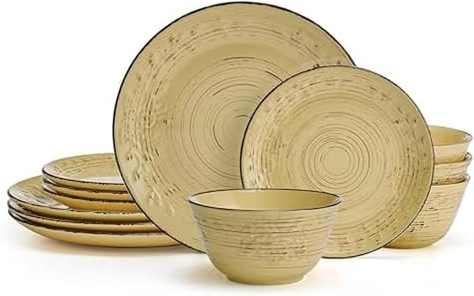Pfaltzgraff Trellis Sunflower 12 Piece Dinnerware Set, Service for 4, Yellow | Amazon (US)