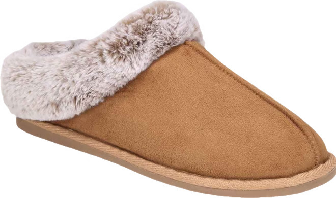 Women's Boxed Faux-Fur-Collar Clog Slippers, Macy's Exclusive | Macy's