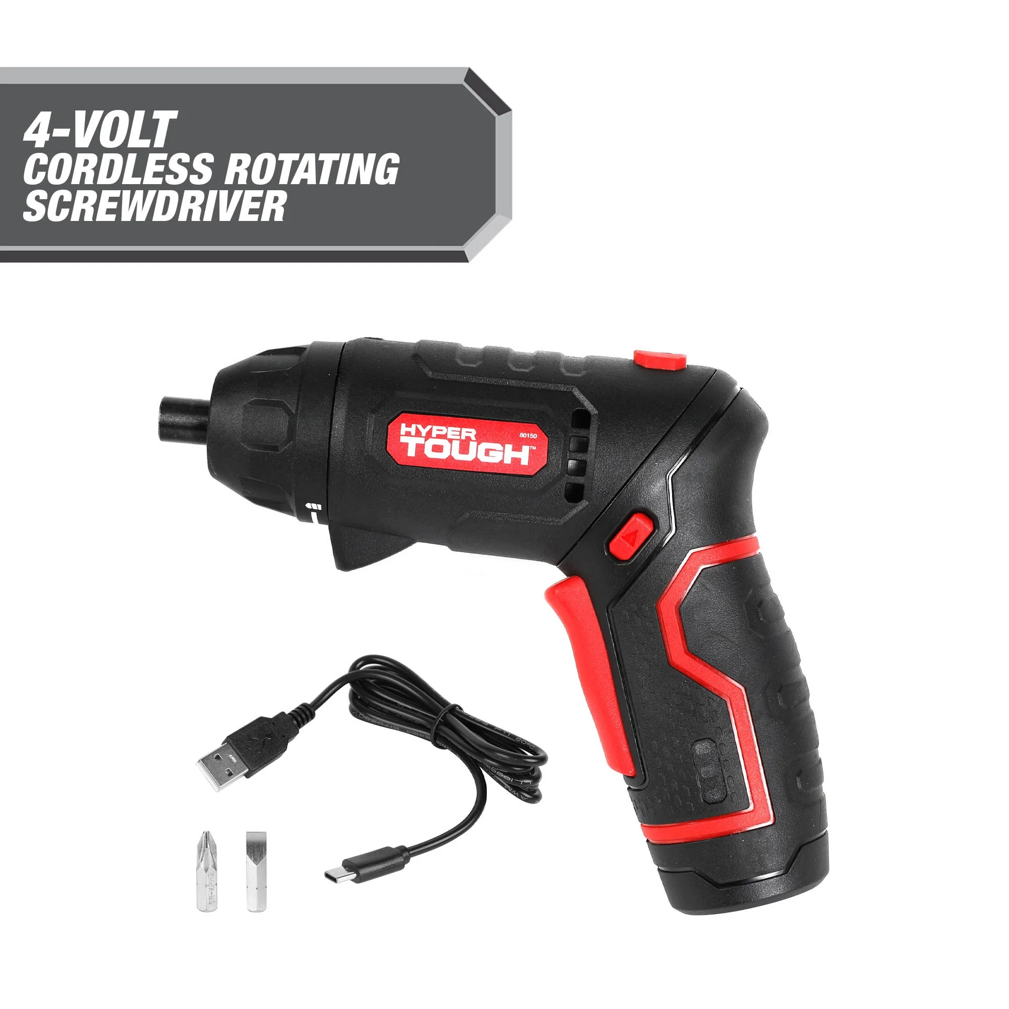 Hyper Tough 4-Volt Max Lithium-Ion Cordless Rotating Screwdriver with Charger | Walmart (US)