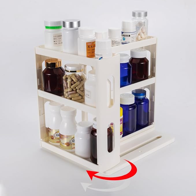 Dutiplus 3-Tier Medicine Organizer Cabinet Storage Rack with Pull-and-Rotate Design for Holding V... | Amazon (US)