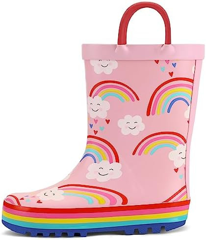 K KomForme Kids Rain Boots Waterproof Printed Rubber boots with Handles | Amazon (US)